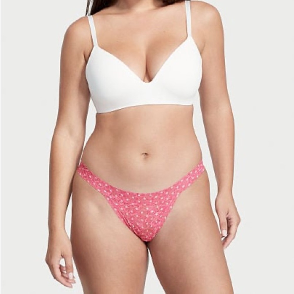 NWT Victoria Secret Panty - Pink & White - Size L